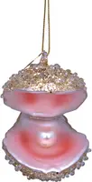 Vondels glazen kerstbal oester met parel 7cm goud - afbeelding 3