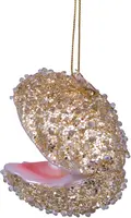 Vondels glazen kerstbal oester met parel 7cm goud - afbeelding 2