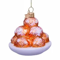 Vondels glazen kerstbal oliebollen 7cm multi - afbeelding 1