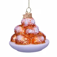Vondels glazen kerstbal oliebollen 7cm multi - afbeelding 3