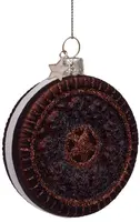 Vondels glazen kerstbal oreo koekje 7cm bruin - afbeelding 1