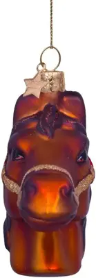 Vondels glazen kerstbal paard 8.5cm bruin - afbeelding 2
