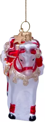 Vondels glazen kerstbal paard van sinterklaas 7.5cm wit, rood  - afbeelding 2