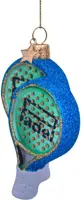 Vondels glazen kerstbal padelracket 9.5cm blauw - afbeelding 3