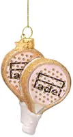 Vondels glazen kerstbal padelracket 9.5cm roze - afbeelding 3
