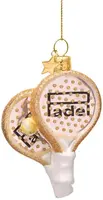 Vondels glazen kerstbal padelracket 9.5cm roze - afbeelding 1