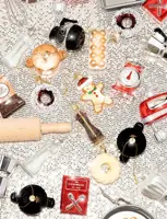Vondels glazen kerstbal pan 8cm zwart - afbeelding 3