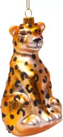 Vondels glazen kerstbal panter 13cm goud - afbeelding 1