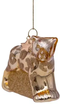 Vondels glazen kerstbal panter 9cm goud - afbeelding 3