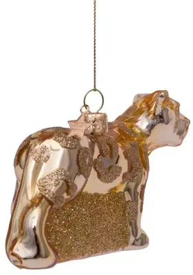 Vondels glazen kerstbal panter 9cm goud - afbeelding 2