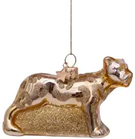 Vondels glazen kerstbal panter 9cm goud - afbeelding 1