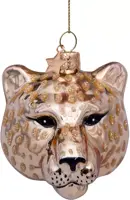 Vondels glazen kerstbal panter hoofd 7.5cm goud - afbeelding 1
