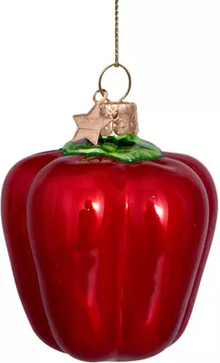 Vondels glazen kerstbal paprika 7cm rood  - afbeelding 2