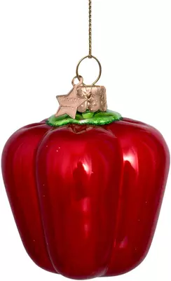 Vondels glazen kerstbal paprika 7cm rood  - afbeelding 1