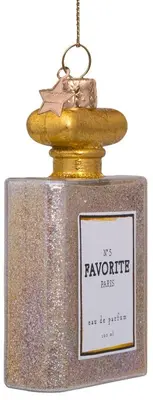 Vondels glazen kerstbal parfumfles 10cm goud  - afbeelding 3