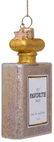 Vondels glazen kerstbal parfumfles 10cm goud  - afbeelding 3