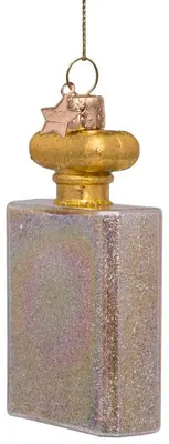 Vondels glazen kerstbal parfumfles 10cm goud  - afbeelding 4
