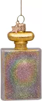Vondels glazen kerstbal parfumfles 10cm goud - afbeelding 5