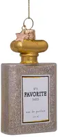 Vondels glazen kerstbal parfumfles 10cm goud  - afbeelding 2
