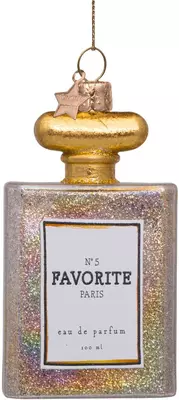 Vondels glazen kerstbal parfumfles 10cm goud - afbeelding 1