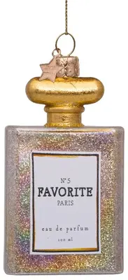 Vondels glazen kerstbal parfumfles 10cm goud  - afbeelding 1