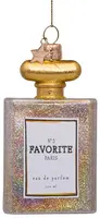 Vondels glazen kerstbal parfumfles 10cm goud  - afbeelding 1
