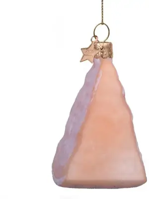 Vondels glazen kerstbal parmezaanse kaas 8.5cm geel - afbeelding 2