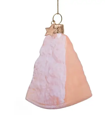 Vondels glazen kerstbal parmezaanse kaas 8.5cm geel - afbeelding 1