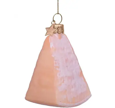 Vondels glazen kerstbal parmezaanse kaas 8.5cm geel - afbeelding 3