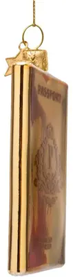 Vondels glazen kerstbal paspoort 11cm goud - afbeelding 2