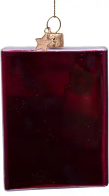 Vondels glazen kerstbal paspoort met boarding pas 10.5cm rood - afbeelding 3
