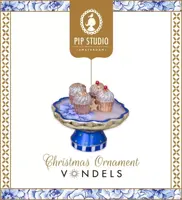 Vondels glazen kerstbal Pip Studio schaal 8cm blauw, wit - afbeelding 3