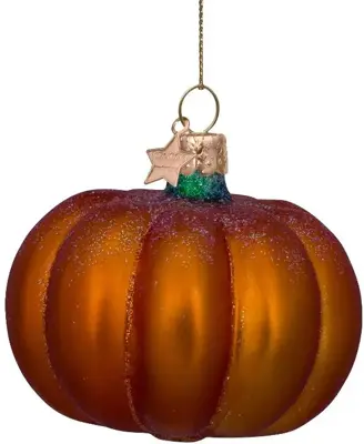 Vondels glazen kerstbal pompoen 6cm oranje - afbeelding 2