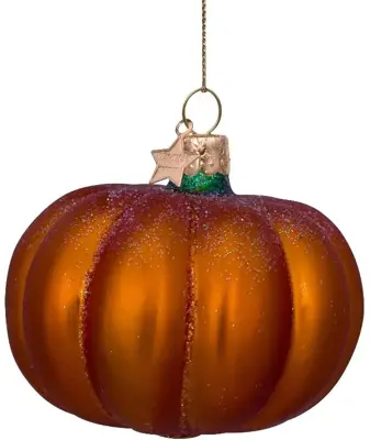 Vondels glazen kerstbal pompoen 6cm oranje - afbeelding 1