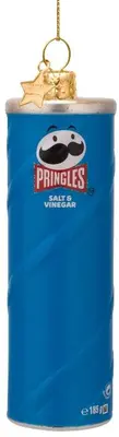 Vondels glazen kerstbal pringles chips bus 12cm blauw - afbeelding 3