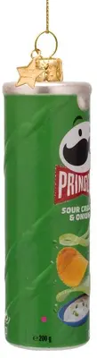 Vondels glazen kerstbal pringles chips bus 12cm groen - afbeelding 2