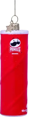 Vondels glazen kerstbal pringles chips bus 12cm rood - afbeelding 3