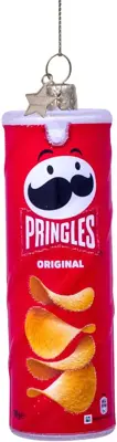 Vondels glazen kerstbal pringles chips bus 12cm rood - afbeelding 1