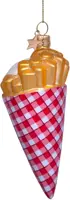 Vondels glazen kerstbal puntzak friet met mayonaise 11cm multi - afbeelding 2