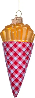 Vondels glazen kerstbal puntzak friet met mayonaise 11cm multi - afbeelding 3