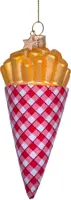 Vondels glazen kerstbal puntzak friet met mayonaise 11cm multi - afbeelding 3