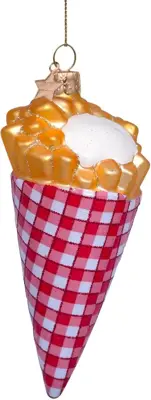 Vondels glazen kerstbal puntzak friet met mayonaise 11cm multi - afbeelding 4