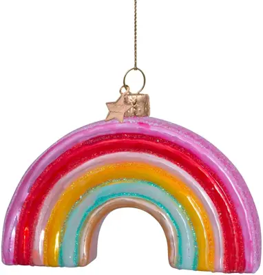 Vondels glazen kerstbal regenboog 8cm multi - afbeelding 1