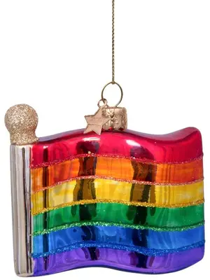 Vondels glazen kerstbal regenboogvlag 7cm multi  - afbeelding 1