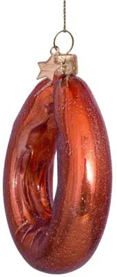 Vondels glazen kerstbal rookworst 10cm bruin - afbeelding 3