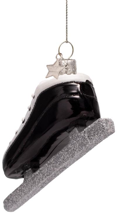 Vondels glazen kerstbal schaats 5cm zwart - afbeelding 3