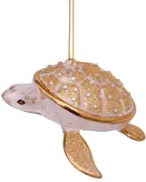 Vondels glazen kerstbal schildpad 4cm goud, transparant - afbeelding 1