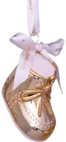 Vondels glazen kerstbal schoen 'baby's first christmas' 8cm goud - afbeelding 2