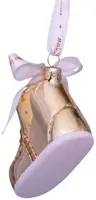Vondels glazen kerstbal schoen 'baby's first christmas' 8cm goud - afbeelding 4