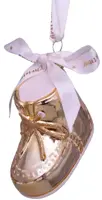 Vondels glazen kerstbal schoen 'baby's first christmas' 8cm goud - afbeelding 1